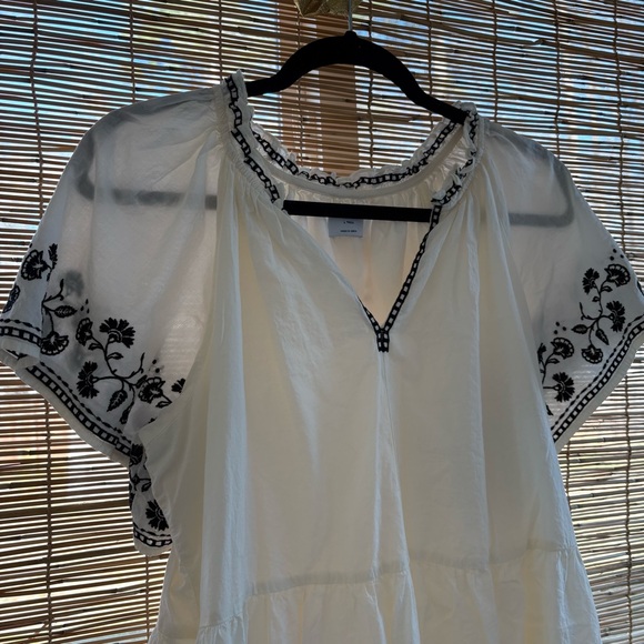 Old Navy Cream Midi Dress with Black Embroidery - Picture 3 of 5